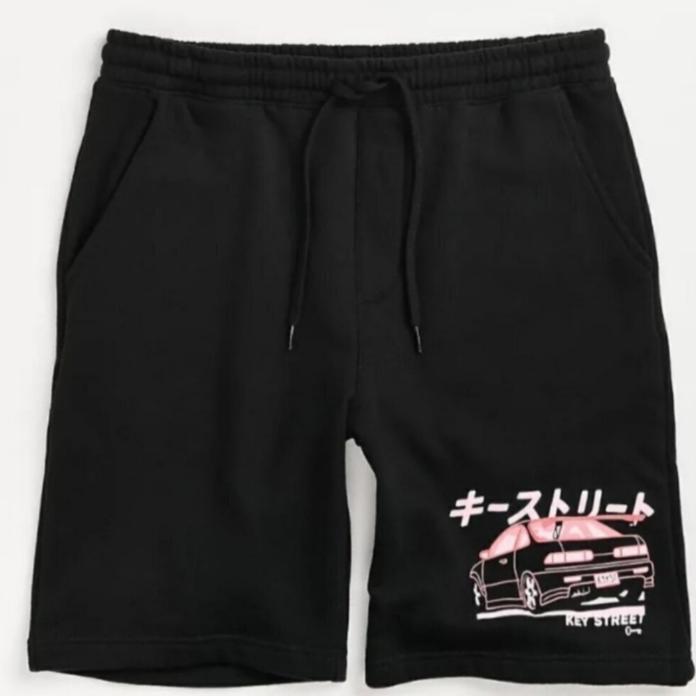 Key Street Moto Ichiban Men's Black Sweat Shorts Size Medium PRE-OWNED